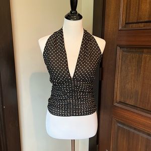 DKNY 100% silk polka dot halter top.